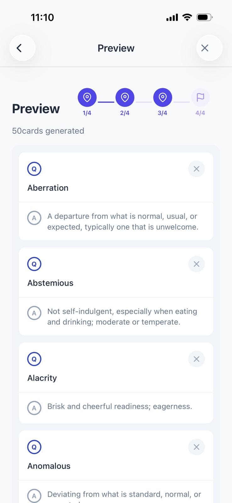 Just type your topic. AI generates the perfect flashcards