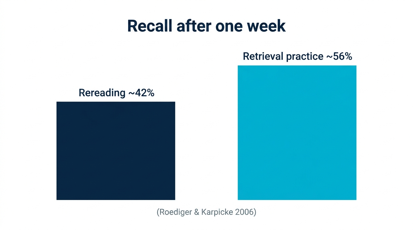 Rereading-centered study versus recall-centered study: more recall attempts produce far better retention after one week