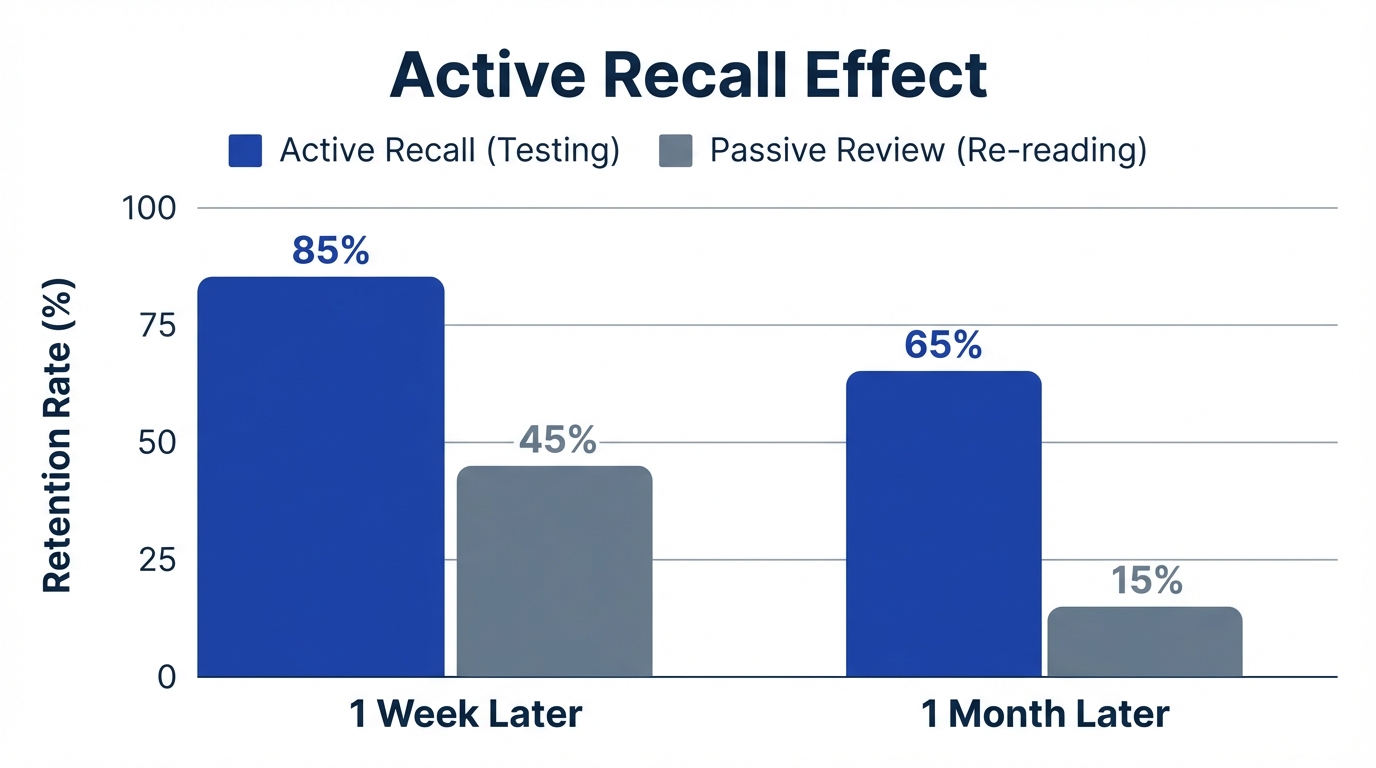 The Effect of Active Recall: Memory retention comparison between re-reading and testing