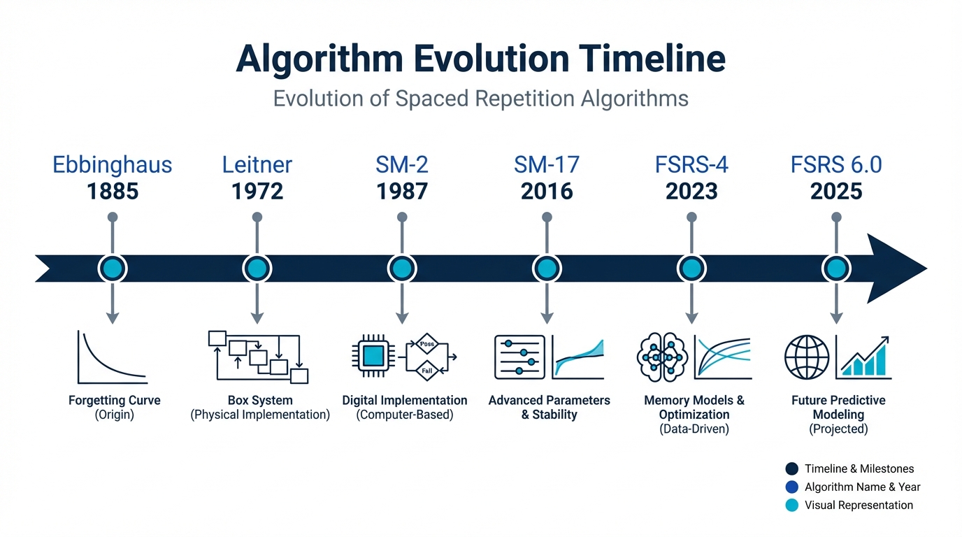 Evolution of spaced repetition algorithms from Ebbinghaus to FSRS 6.0