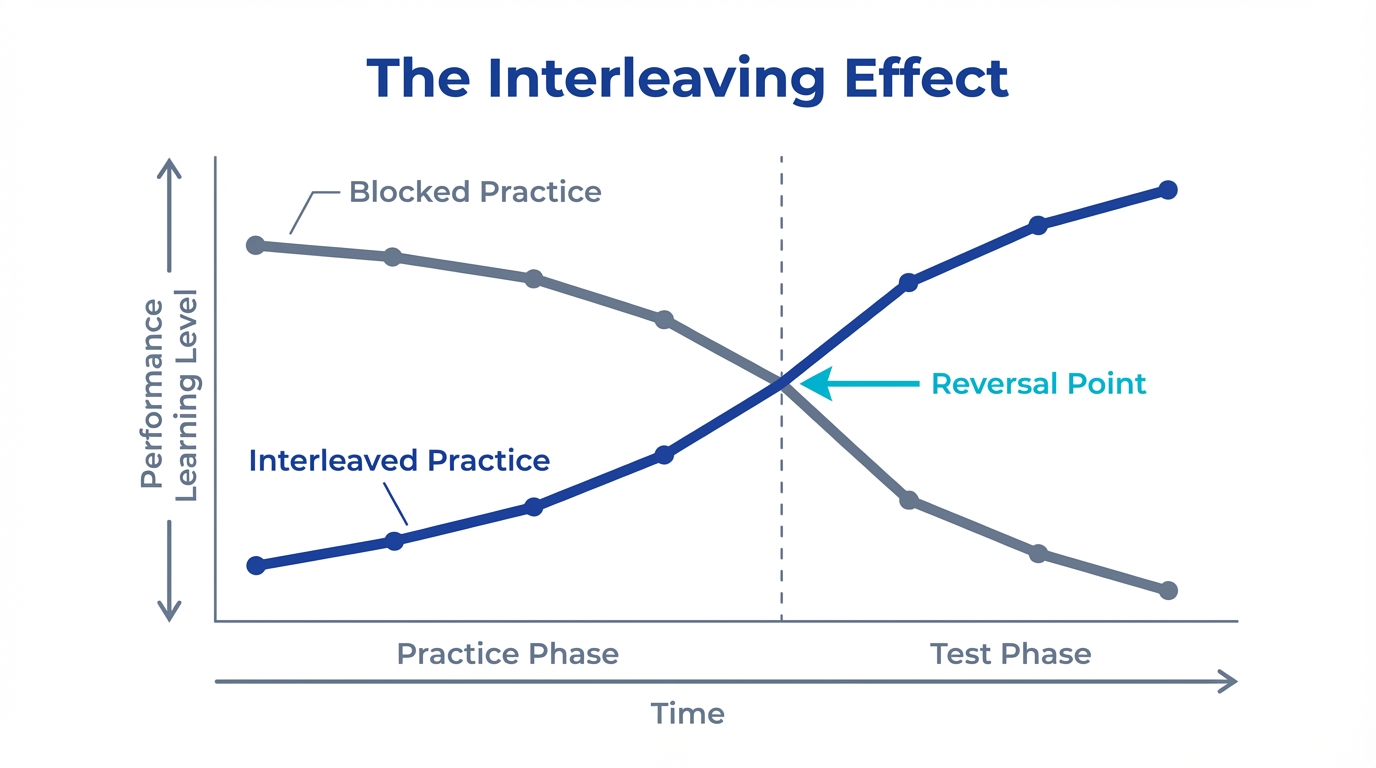 The Reversal Effect of Interleaving: Performance comparison between blocked and mixed practice