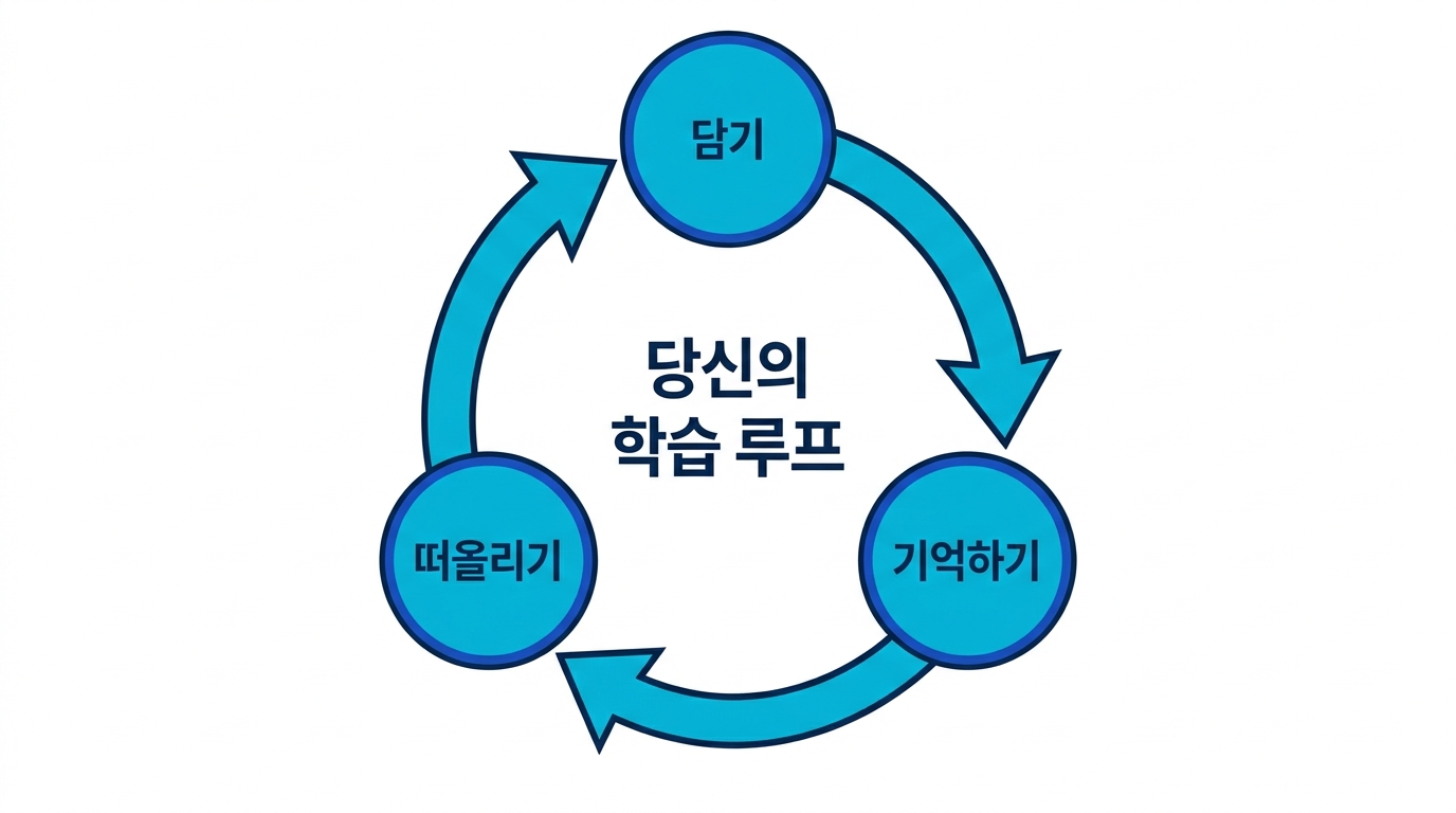 당신의 학습 루프 도식 - 담기, 기억하기, 떠올리기를 도는 순환